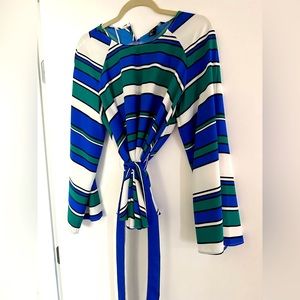 H&M Stripped Belted Balloon Top